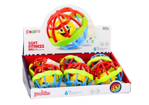 Piłeczka Sensoryczna Grzechotka Gumowa Elastyczna Kolorowa LEAN TOYS