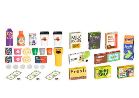 Zestaw Supermarket Kasa Fiskalna Skaner Światła I Dźwięki LEAN Toys