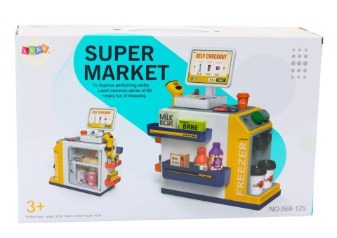 Zestaw Supermarket Kasa Fiskalna Skaner Światła I Dźwięki LEAN Toys