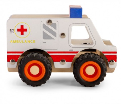 Drewniane auto z oponami Ambulans Daffi