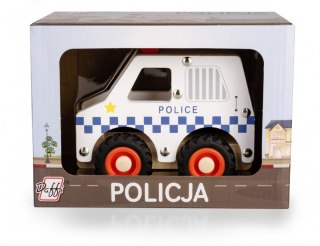 Drewniane auto z oponami Policja Daffi