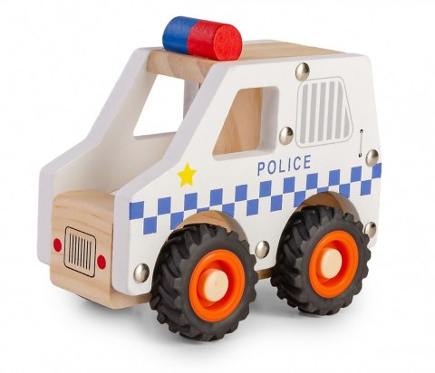 Drewniane auto z oponami Policja Daffi