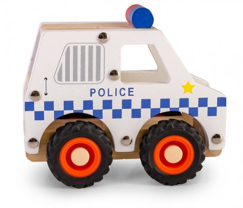 Drewniane auto z oponami Policja Daffi