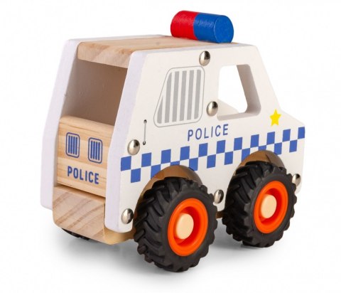 Drewniane auto z oponami Policja Daffi