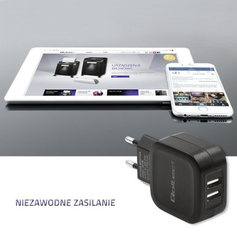 Ładowarka sieciowa 17W | 5V | 3.4A | 2xUSB + kabel USB typC Qoltec