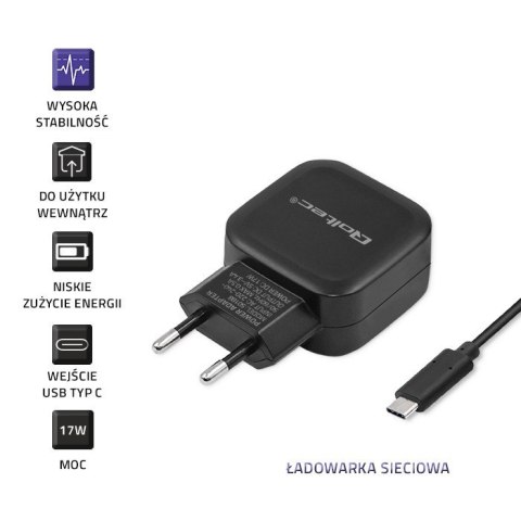 Ładowarka sieciowa 17W | 5V | 3.4A | 2xUSB + kabel USB typC Qoltec