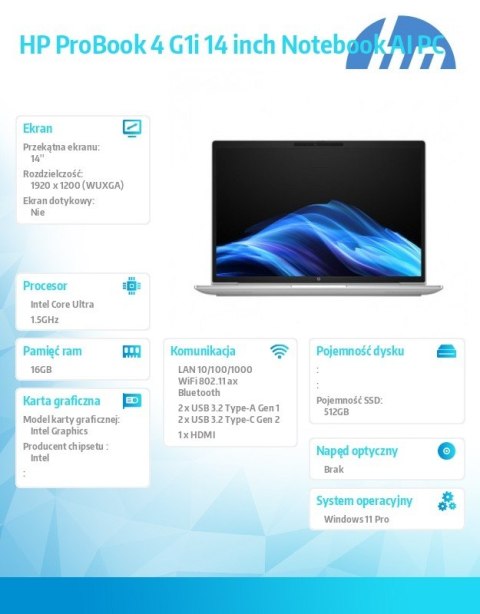 Notebook ProBook 4 G1i U5-225U 512GB/16GB/W11P/14.0 C51LGET HP Inc.