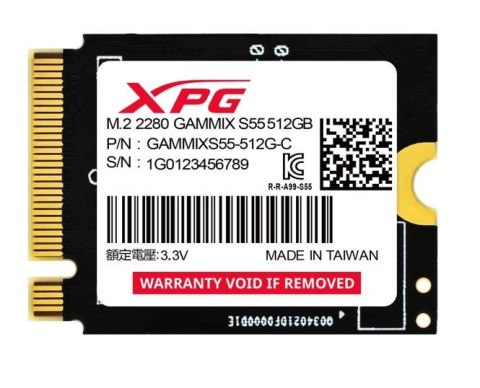 Dysk SSD XPG GAMMIX S55 512GB PCIe 4x4 5/3.8MB/s M2230 Adata