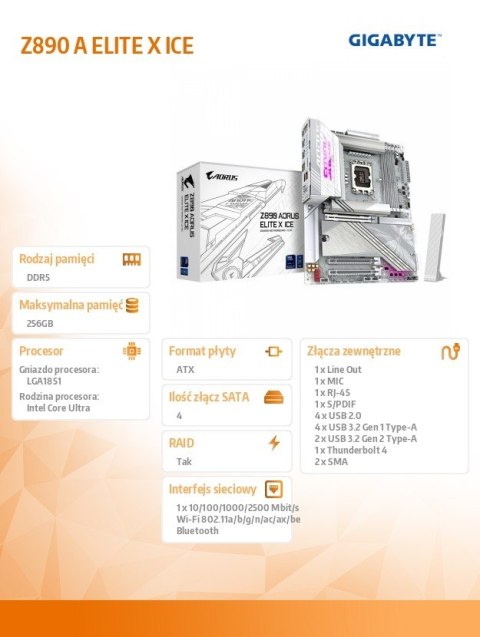 Płyta główna Z890 A ELITE X ICE Gigabyte