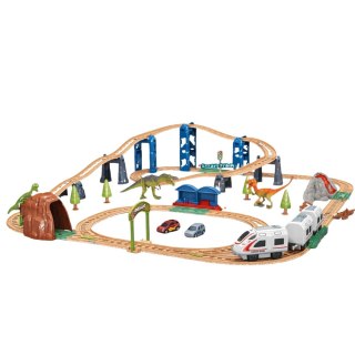 Kolejka Elektryczna Interaktywna Pociąg Wagony Tunel Wulkan Dinozaury 95 cm LEAN Toys