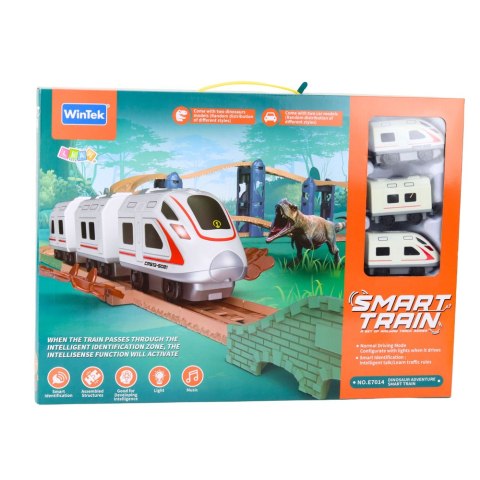 Kolejka Elektryczna Interaktywna Pociąg Wagony Tunel Wulkan Dinozaury 95 cm LEAN Toys