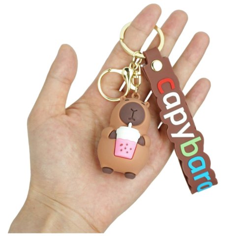 Brelok Figurka Kapibara Z Kubkiem Zawieszka Karabińczyk Kółko LEAN TOYS