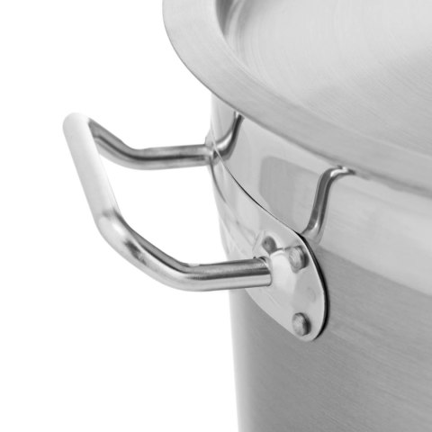 Garnek stalowy duży z pokrywką grubym dnem do kuchenki indukcyjnej gazowej halogenowej 23 l Royal Catering