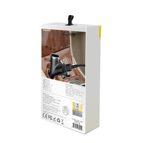 Ładowarka samochodowa Y-Type 2x USB + gniazdo zapalniczki 3.4A czarny BASEUS