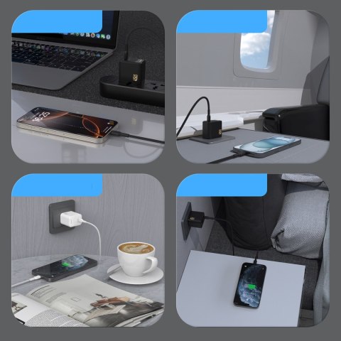 Ładowarka sieciowa GaN z kablem USB-C 45W - biała DUDAO