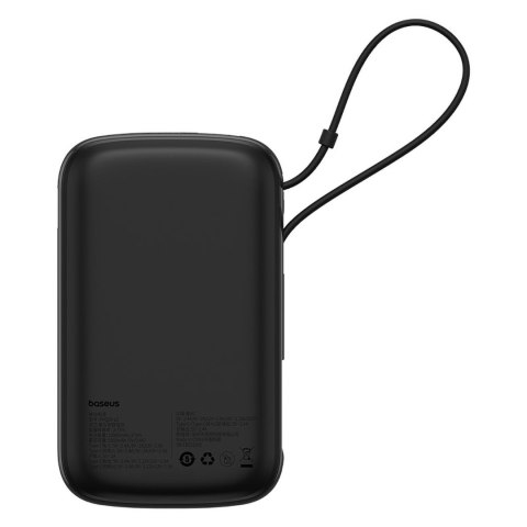 Powerbank Qpow Pro+ 10000mAh z kablem USB-C i wyświetlaczem - czarny BASEUS