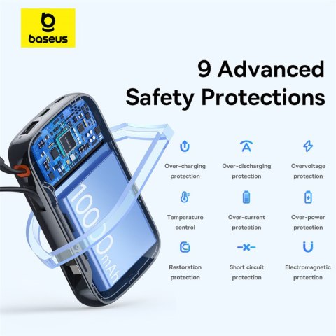 Powerbank Qpow Pro+ 10000mAh z kablem USB-C i wyświetlaczem - czarny BASEUS