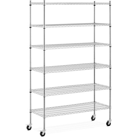 Regał magazynowy druciany ażurowy na kółkach 6 półek do 90 kg 120x45x189 cm Royal Catering
