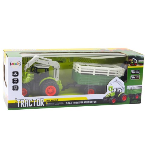 Traktor Rolniczy Z Przyczepą I Chwytakiem Zdalnie Sterowany RC 2.4G LEAN Toys