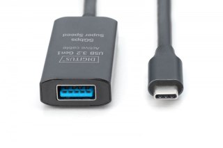 Kabel przedłużający aktywny USB-C - USB-A, USB 3.2 Gen1 5Gbps, 10m Digitus