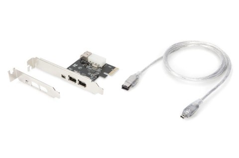 Karta (Kontroler) Firewire (400) PCI Exp., 2xZew. 1xZew.(Mini) IEEE1394a 6pin+Mini,Low Profile,VT6308P Digitus