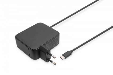 Ładowarka sieciowa zasilacz 1x USB-C PD 3.0 max. 100W GaN zintegrowany kabel 1,2m Czarna Digitus