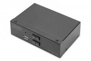 Przełącznik KVM, 2 portowy, 4K 60Hz, 2xDisplayPort IN, 1xDisplayPort OUT, 2xUSB, 2xAudio IN&OUT Digitus