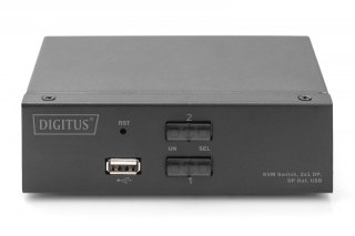 Przełącznik KVM, 2 portowy, 4K 60Hz, 2xDisplayPort IN, 1xDisplayPort OUT, 2xUSB, 2xAudio IN&OUT Digitus