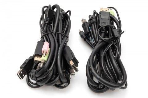 Przełącznik KVM, 2 portowy, 4K 60Hz, 2xDisplayPort IN, 1xDisplayPort OUT, 2xUSB, 2xAudio IN&OUT Digitus