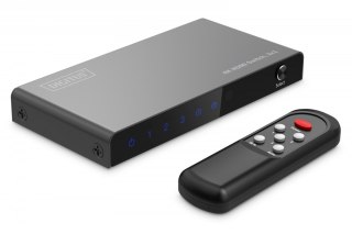 Przełącznik/Switch 4K HDMI 3x1, 60Hz HDCP 2.3, pilot, Czarny Digitus