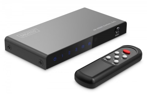 Przełącznik/Switch 4K HDMI 3x1, 60Hz HDCP 2.3, pilot, Czarny Digitus