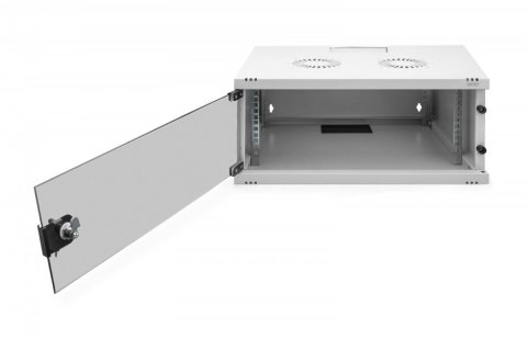 Szafa sieciowa wisząca 19" 4U, SOHO 241 x 540 x 400 mm, nośność 60kg, drzwi szyba, niezłożona, Szara Digitus