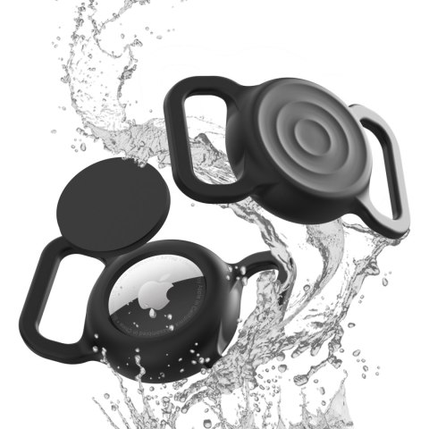 Etui na lokalizator AirTag na obrożę psa kota silikonowe wodoodporne - czarne HURTEL