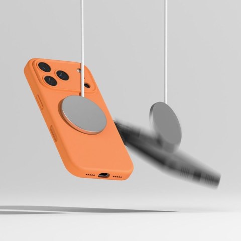 Etui plecki na iPhone 17 Pro Max Silicone Magnetic MagSafe - pomarańczowe Ringke