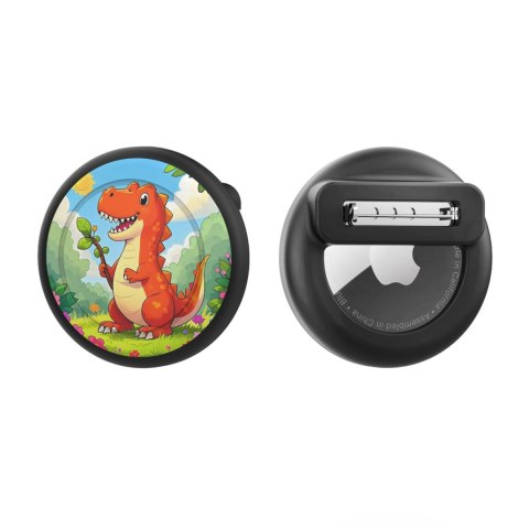 Etui przypinka na lokalizator AirTag - czarna dinozaur HURTEL