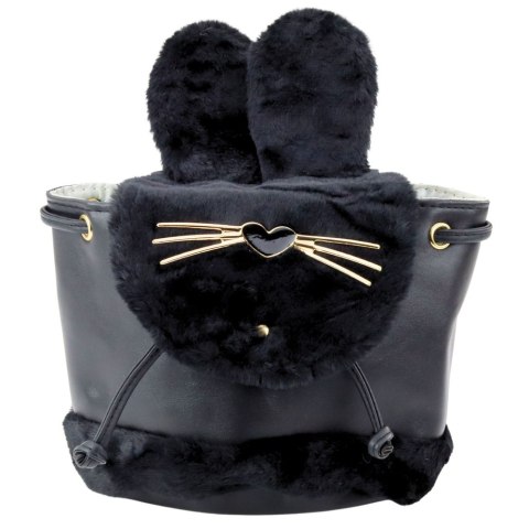 Plecak Dziecięcy Pluszowy Uszy Regulowany Pasek Czarny 22cm 4L LEAN