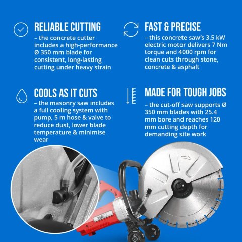 Przecinarka piła elektryczna do betonu asfaltu kamienia 120 mm 4000 obr./min 3500 W MSW