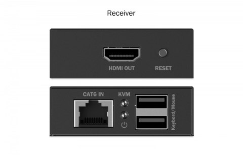 Przedłużacz (extender) po skrętce kat.6 HDMI 4K/30Hz z KVM USB 1.1 do 40m/70m, max. 253 odbiorniki, sterowanie IR - zestaw (odbi Digitus