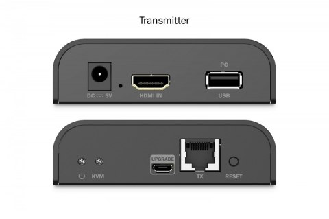 Przedłużacz (extender) po skrętce kat.6 HDMI 4K/60Hz z KVM USB 2.0 przez IP 1G lub do 120m/200m, max. 253 odbiorniki, ekran doty Digitus