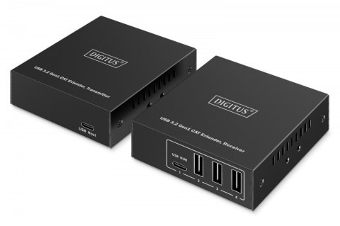 Przedłużacz (extender) po skrętce kat.6A USB 3.1 Gen1 do 100m, 3x USB-A, 1x USB-C do 5 Gbps, 1x RJ45 (Gigabit Ethernet) - zesta Digitus