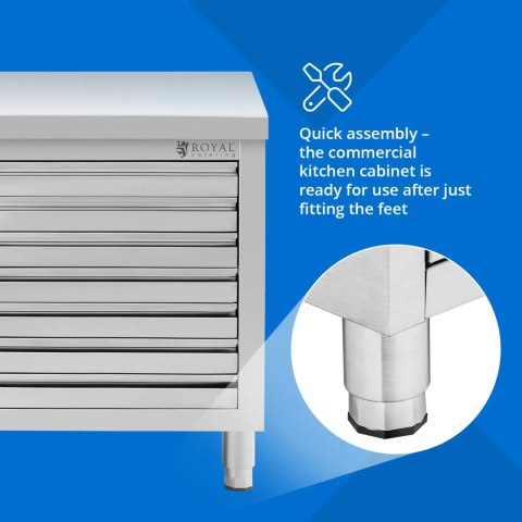 Szafka gastronomiczna na ciasto do pizzy stalowa 7 szuflad 50 x 70 cm Royal Catering