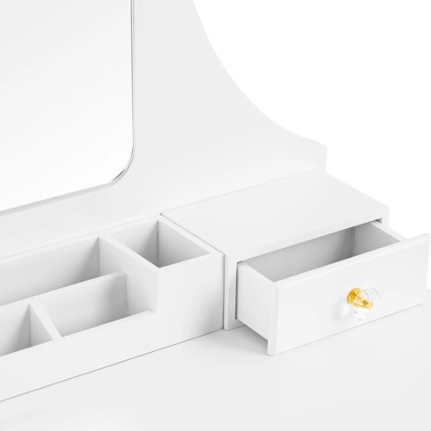 Toaletka kosmetyczna z lustrem taboretem organizerem 5 szuflad - biała UNIPRODO