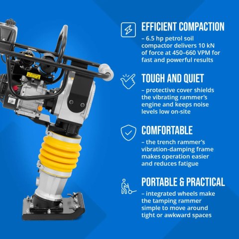 Ubijak skoczek zagęszczarka stopowa do betonu spalinowa 6.5 KM 34 x 28 cm MSW