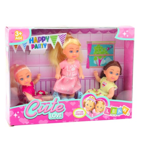 Zestaw 3 Mini Laleczek Przyjęcie Urodzinowe Lalka Urodziny Sukienka 3 Szt. LEAN TOYS