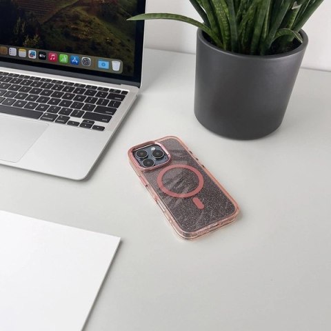 Etui brokatowe na Samsung Galaxy S25 Edge MagSafe Glitter Case - różowe HURTEL