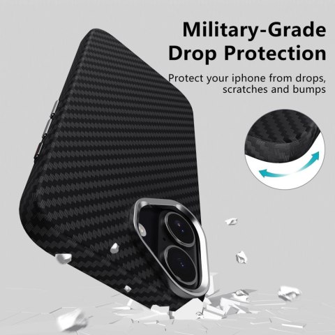 Etui ochronne case na iPhone 17 MagSafe Ion Carbon - czarno-srebrne Tech-Protect