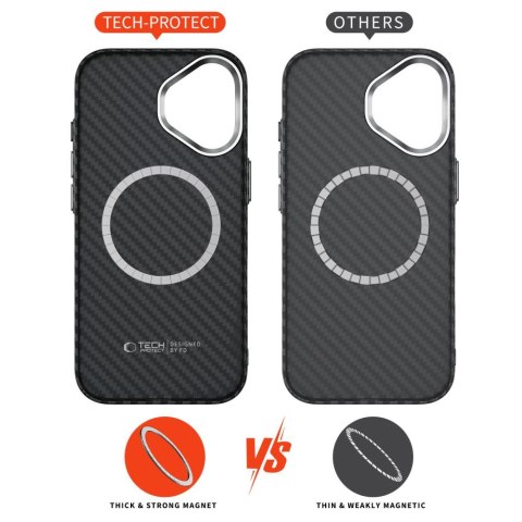 Etui ochronne case na iPhone 17 MagSafe Ion Carbon - czarno-srebrne Tech-Protect