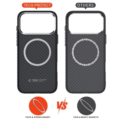 Etui ochronne case na iPhone 17 Pro MagSafe Ion Carbon - czarno-srebrne Tech-Protect
