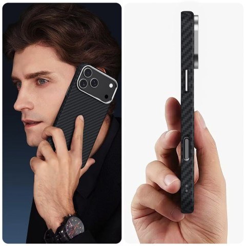 Etui ochronne case na iPhone 17 Pro MagSafe Ion Carbon - czarno-srebrne Tech-Protect