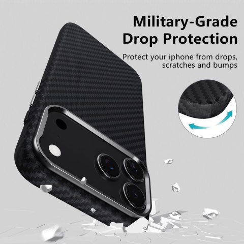 Etui ochronne case na iPhone 17 Pro MagSafe Ion Carbon - czarno-srebrne Tech-Protect